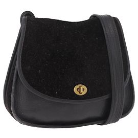 Coach Shoulder Bag Suede Black Gold Altro