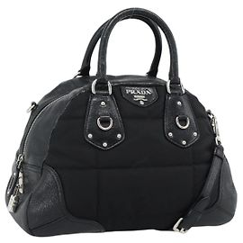 PRADA Hand Bag Leather 2way Black Silver Altro