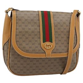 Bolsa Gucci Micro GG Supreme Web Sherry Line em couro bege, autêntica BA13575 Outro