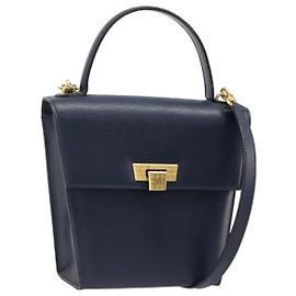 Bolsa de Ombro Christian Dior em Couro 2way Azul Dourado Outro