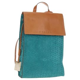 Céline CELINE C Macadam Canvas Rucksack Silver Turquoise Blue Andere