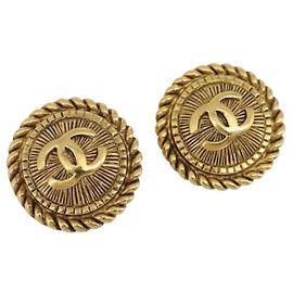 CHANEL COCO Mark Boucles d'oreilles Métal Doré CC Autre