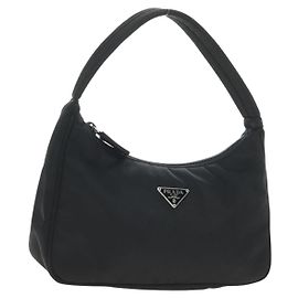 PRADA Pochette à main Nylon Black Silver Autre