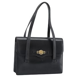 Bolsa de mão Christian Dior em couro preto e dourado Outro