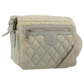 CHANEL Cococoon Shoulder Bag Nylon Gray Silver CC Altro
