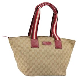 GUCCI GG Canvas Sherry Line Hand Bag Beige Gold 131230 Altro