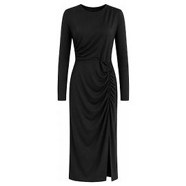 Autre Marque Federica Tosi Schwarzes Gerafftes Midikleid Schwarz
