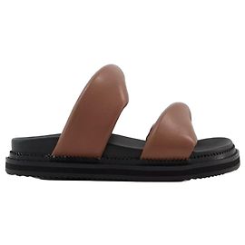 Autre Marque Alias Mae Padded Strap Leather Slides - Brown Brown