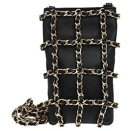 Chanel Tech Me Out Clutch With Chain Lambskin Black
