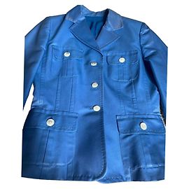 Chaqueta Burberry Azul de Seda y Algodón Azul