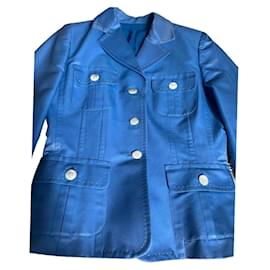 Giacca Burberry Blu in Seta e Cotone Blu