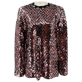 McQ by Alexander McQueen Burgundy / Black Paillettes Top Black