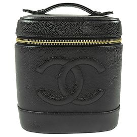 Black Chanel CC Caviar Vanity Case Black