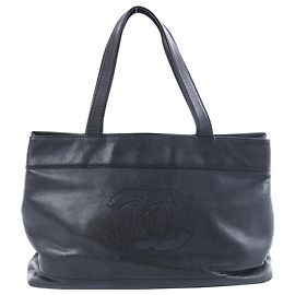 Bolsa de ombro Chanel Coco Mark Line em couro caviar preto Preto