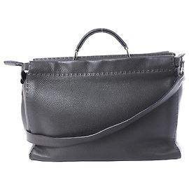 Fendi Selleria Peekaboo Leder 2Way Handtasche Grau 7VA388 Grau