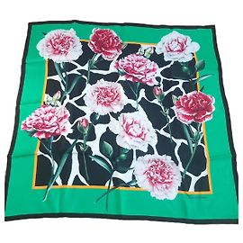 Dolce & Gabbana Seidentuch mit Blumenprint Schwarz Weiß Rot Grün