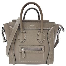 Céline Celine Luggage Nano Shopper Handbag Beige