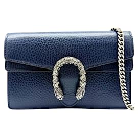 Bolsa de Ombro com Corrente Gucci Dionysus Azul Azul marinho