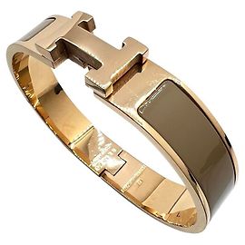 Hermès Bracciale HERMES Clic Clack PM Marrone D'oro