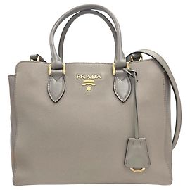 Prada Saffiano Leather Shoulder Bag Grey