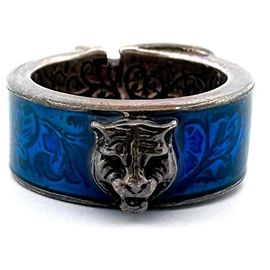 Gucci Cat Head SV925 Garden Ring Silvery Blue