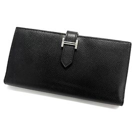 Hermès Hermes Veau Epsom Bearn Soufflé Long Wallet Black