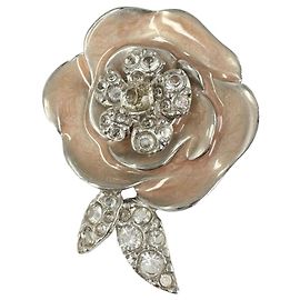 Spilla Chanel Camellia Coco Mark Argento Rosa