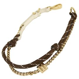 Porte-clés Miu Miu Women's Strap Trick Marron Blanc Doré