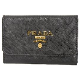 Étui à clés en cuir Saffiano Prada Noir