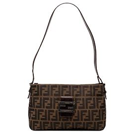 Sac à épaule Fendi Brown Zucca Canvas Marron