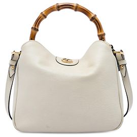Bolsa Gucci Diana pequena em couro de bezerro branco com bambu Branco