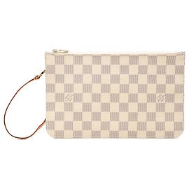 Louis Vuitton White Damier Azur Neverfull Pochette Blanco