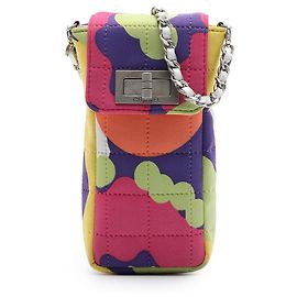 Bolsa para telefone Chanel Multi Multicolor Chocolate Bar Canvas Reissue 2.55 com corrente Multicor