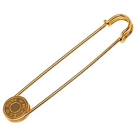 Broche épingle de sûreté Hermès Gold plaquée or Clou de Selle Doré