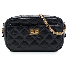 Bolsa Camera Reissue Chanel Mini em couro de bezerro envelhecido matelassé preto Preto