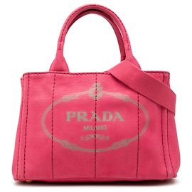 Borsa Tote Prada Small Canvas Canapa Logo Rosa Rosa