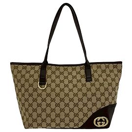 Gucci New Britt Tote aus beigem GG Canvas Beige