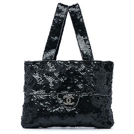 Borsa da sera Chanel Mini Sequins Trompe l'oeil Nera Nero