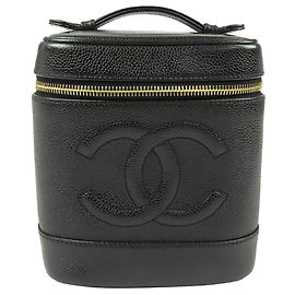 Chanel Black CC Caviar Vanity Case Nero