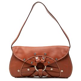 Céline Bolsa de ombro Celine Macadam em couro com tachas marrom Marrom