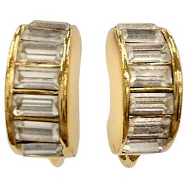 Orecchini a clip a cerchio Dior Gold placcati oro con strass D'oro