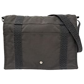 Hermès Gray Canvas Herline Messenger Marron