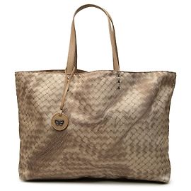 Sac cabas Bottega Veneta en nylon marron Intrecciolusion Marron Marron clair