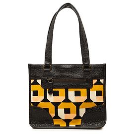 Tote Prada em lona impressa e couro marrom Marrom Castanho escuro