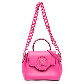 Sac à main La Medusa en cuir rose, petit modèle, Versace Rose