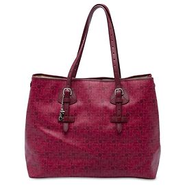 Céline Celine Sac Cabas Le Horse Carriage en toile enduite rouge Rouge Bordeaux