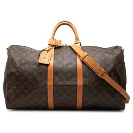 Louis Vuitton Brown Monogram Keepall Bandouliere 55 Marrom