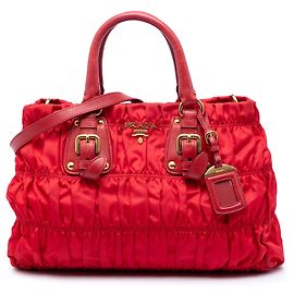 Prada Red Tessuto Gaufre Satchel Red