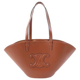 Céline Sac Cabas Celine Cuir Triomphe en Veau Lisse Marron Medium Marron