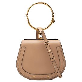 Bolsa Nile Chloé Pequena em Pele Bege com Alça de Pulso Bege